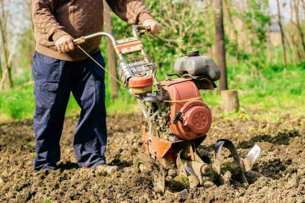 Push Garden Cultivator Plowing Cultivation Metal Black White